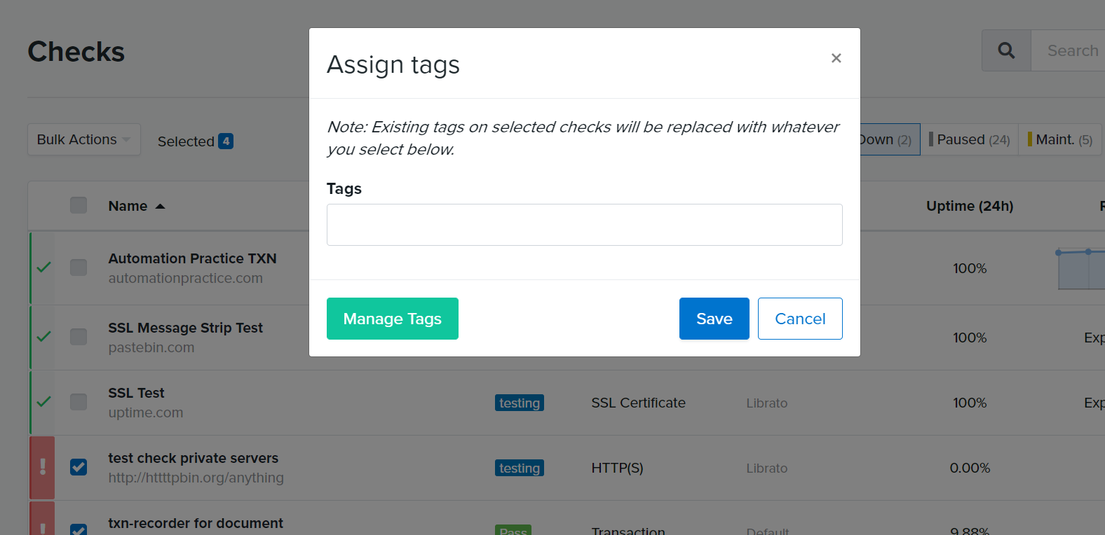 Tags and Filtering Basics – Uptime.com